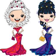 Vector beautiful fashion girls top models N14