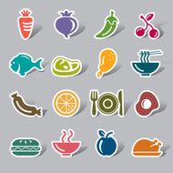 Food Fruits and Vegetables Color Icon Label