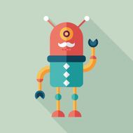 Robot flat square icon with long shadows Set 2