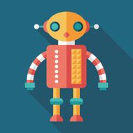 Robot flat square icon with long shadows Set 5