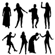 Vector silhouette of women N112