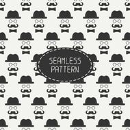 Seamless retro pattern with vintage hipster gentleman mustache hat glasses