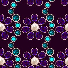 dark gemstone floral seamless pattern