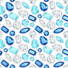 blue Sapphire and diamonds saturated color seamless pattern
