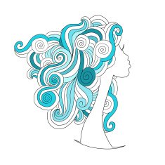 Wavy hairstyle female head for your design N3