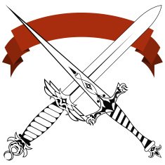 Vintage crossed daggers and red tape Tattoo