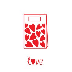 Love paper bag with hearts inside Card