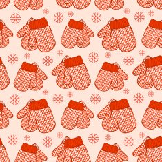 Seamless pattern with colorful stylized knitted mittens N3