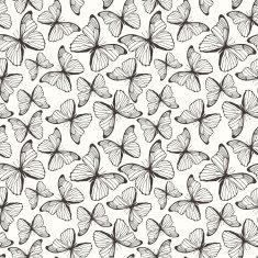 Seamless pattern with hand drawn outline butterflies N5