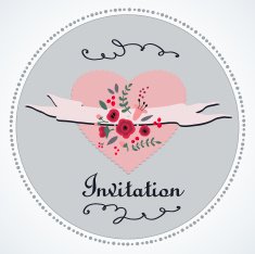 Decorative vintage invitation with hearts and flowers