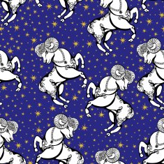 Aries zodiac sign and stars Horoscope seamless pattern