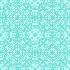 White curly graphic pattern on blue background