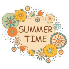 Summer time hand drawn lettering with flowers
