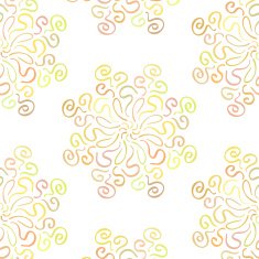 Colorful circular floral ornament on white background