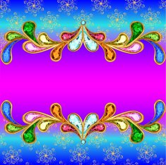 background with a horizontal band of jewels and ornaments gold