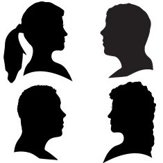 Vector silhouettes of different faces N7