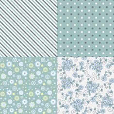 Vector seamless pattern set Flowers lines dots N2