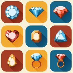 Flat diamond icons collection