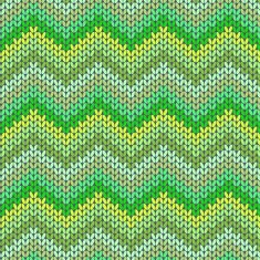 Knitted geometric pattern in green and yellow