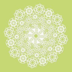 White lace serviette on green background