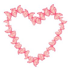Vector illustration with heart made of butterflies