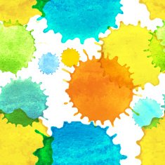 Seamless pattern with colorful watercolor paint splash drops N2