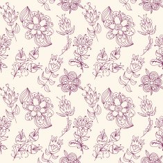 Seamless texture with contour flowers