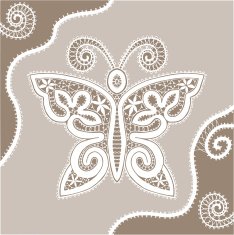 Butterfly lace pattern with flowers abstract decoration N3