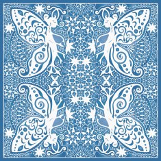 Butterfly lace pattern with flowers abstract decoration N4