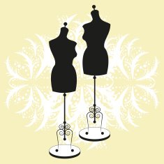 vector vintage tailor's mannequin with size measurements N9