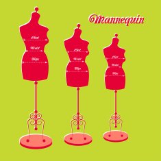 vector vintage tailor's mannequin with size dimensions