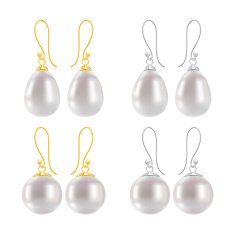 Set of earrings with pearls - round and drop forms