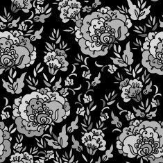Seamless floral vector pattern with chinese mums