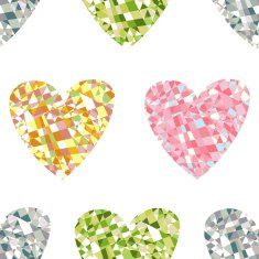 Seamless pattern of hearts gems