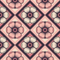 Fashion pattern with flowers in retro color