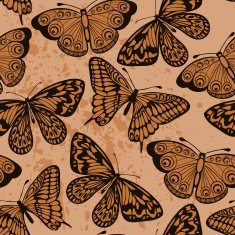 seamless background Butterflies on old dirty paper Vintage style