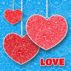 Vector Valentine's day lacy paper heart greeting card N25