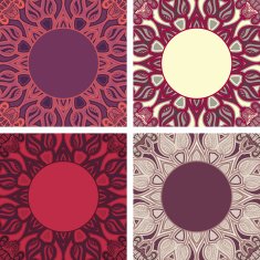 Set of colorful frames with oriental pattern