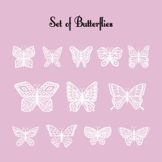 Set of vector silhouette butterflies N2