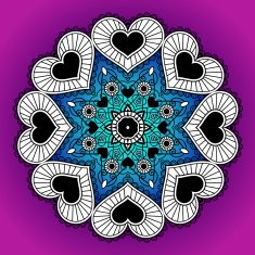 Greeting card with round ornament from hearts