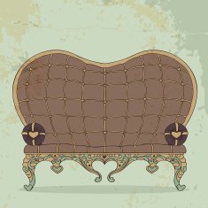 Retro brown leather sofa heart-shaped