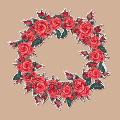 Floral frame with roses and butterflies N2