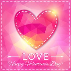 Heart Happy Valentine's Day Card in Polygonal Style N5