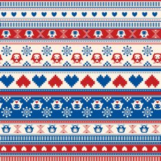 Seamless Winter Sweater pattern with Hearts and Owls