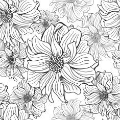 Hand-drawn flowers of dahlia N12