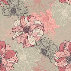Hand-drawn flowers of dahlia N13