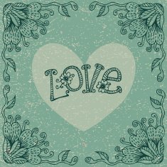 Vintage Valentine's Day card with a floral frame