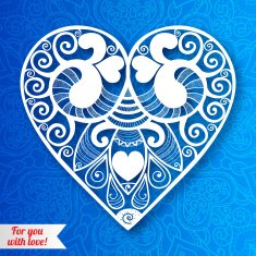Vector Valentine's day lacy paper heart greeting card N28