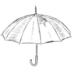 vector sketch illustration - open umbrella N2