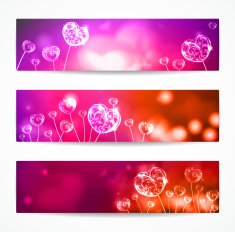 Set of cute vector banners with hearts